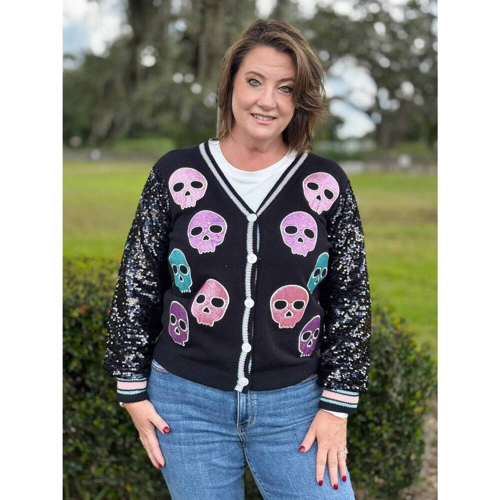 NEW SOUTHERN GRACE spooky sparkles cardigan in black